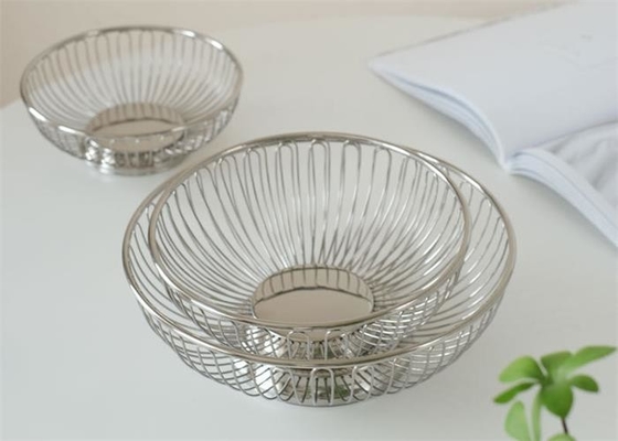 Modern 20cm Stainless Steel Wire Basket Decorative Style Bread Metal Fruit Vegetable Bowl