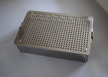 Medical Stainless Steel Perforated Metal Sheet Sterilization Basket 38x30x5cm