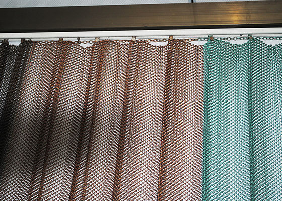 Architectural 3mm Aperture Cascade Coil Drapery Aluminum Decorative Mesh Curtain For Ceiling