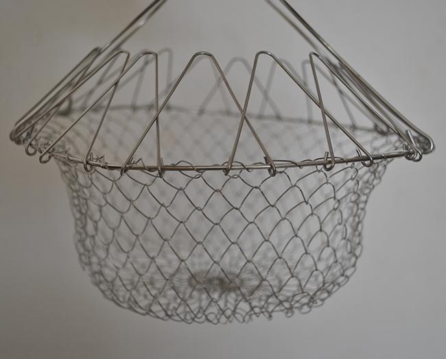 Collapsible Deep Fryer Stainless Steel Mesh Basket , Wire Mesh Fry Basket