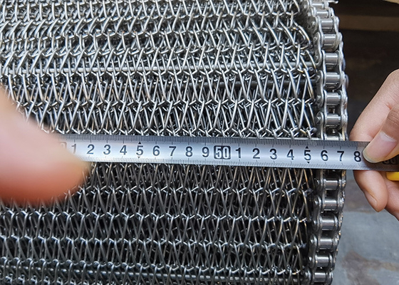 Commercial Chain Link 1.5mm Ss Wire Mesh Conveyor Belt For Corn Chips Biscuits