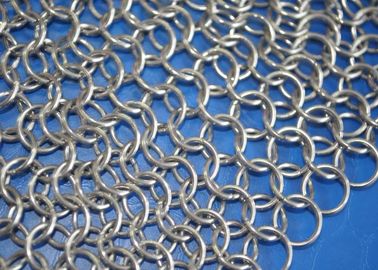 Food Grade Stainless Steel Chainmail Scrubber For Cast Iron Cookware , Round Shape