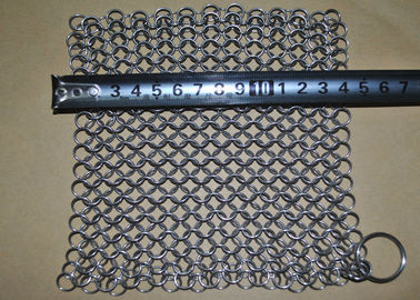 7''*7" SS Chainmail Cast Iron Scrubber / Cleaner , Polishing Surface Treatment