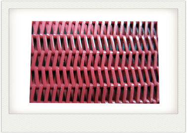 Red Polyester Mesh Belt With Spiral Conveyor For Food Dryer / Sludge Dewatering
