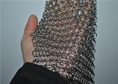 Square Stainless Steel Chainmail Scrubber With Non-toxic , Cast Iron Cleaner
