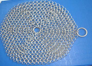 Polished 304 Wire Stainless Steel Chainmail Scrubber For Pie Pan Round Shape