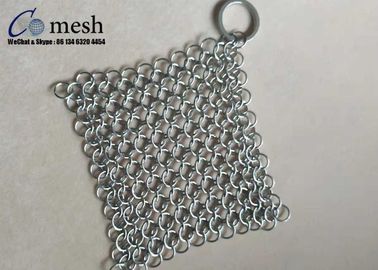 4X4 Inch Ring Mesh Stainless Steel Pot Scrubber For Kitchen Square Shape