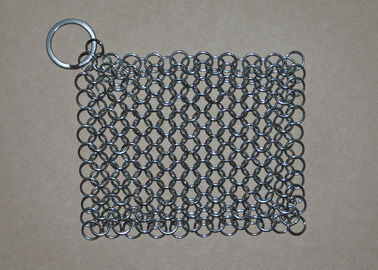Rectangular Chainmail Cast Iron Pan Scrubber Stainless Steel Wire Scrubber