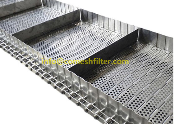 Stainless Steel 314 304 Wire Mesh Chain Link Perforated Flat Plate Slat Cooling Conveyor Belt for elevator