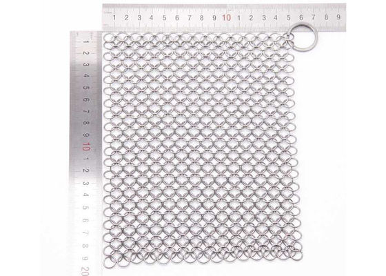 Food Grade 4'' 5'' 6'' 7'' 8'' Stainless Steel Chainmail Scrubber For Cast Iron