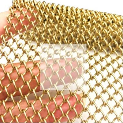 Golden Chain Link 3x3mm Metal Mesh Curtains For Room Dividers Decorative