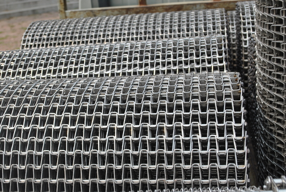 Industrial Food Production Lines Carbon Steel Conveyor Belt Honeycomb Woven