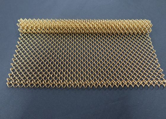 Good price Gold Bronze Color Decorative Metal Mesh Curtain Coil Drapery Panel Wall online