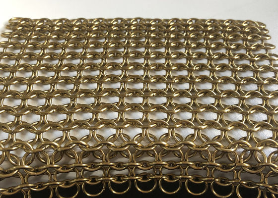 Good price Gold Stainless Steel Ring Decorative Wire Mesh / Chain Link Mesh For Curtain online