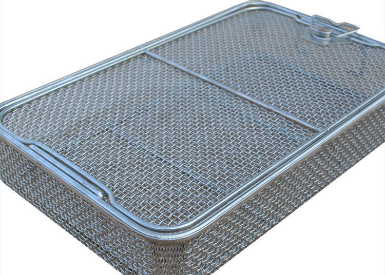 304 Stainless Steel Wire Mesh Medical Disinfection Basket 40cm x 25cm x