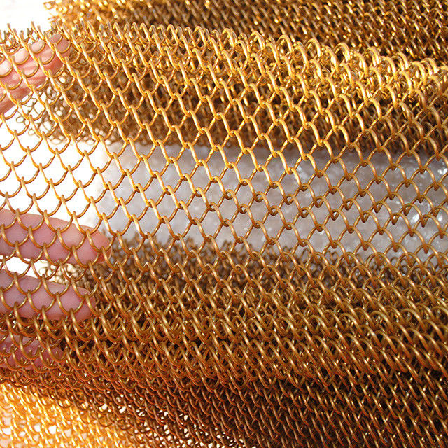 Gold Stainless Steel Diamond Shape Decorative Metal Mesh For Curtain Or
