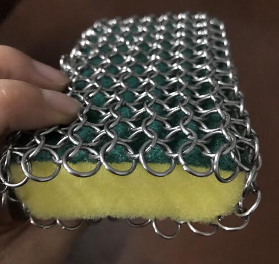 304 316 7"X7" Stainless Steel Chainmail Iron Cast Scrubber For Kitchen