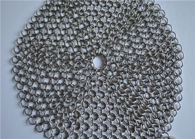 Clean Chainmail 7 Inch Stainless Steel Chainmail Scrubber For Cookware Cleaning , Round ...