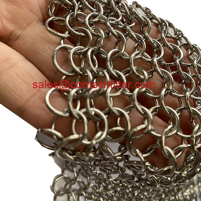 4x4 Inch Square Stainless Steel Chainmail Scrubber For Kitchen