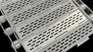 Metal Stainless Steel Slat Chain Link  Perforated Metal Plate conveyor belt with hole for biscuit Ov