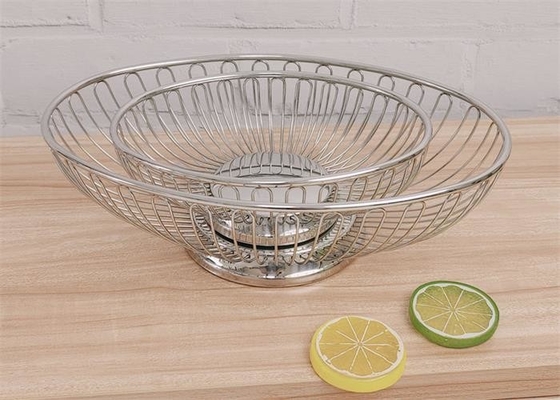 Good price 304 Stainless Steel Fruit Basket Bread Basket Round Oval Wire Produce Basket online
