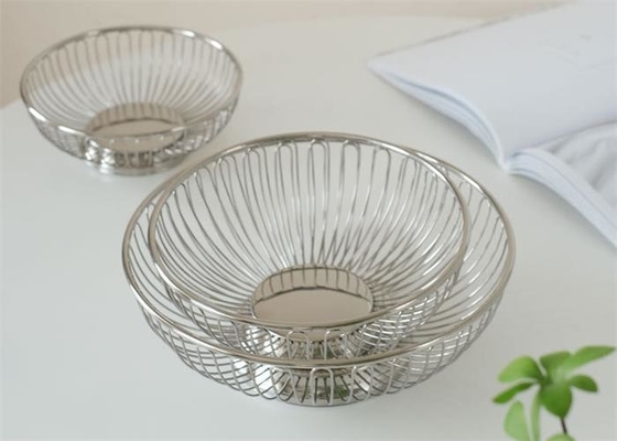 Good price Modern 20cm Stainless Steel Wire Basket Decorative Style Bread Metal Fruit Vegetable Bowl online
