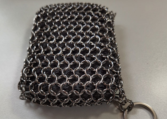 Good price Food Grade 4x4 5x5 6x6 6x8 Inch 304 316 Stainless Steel Chainmail Scrubber For Cleaning online