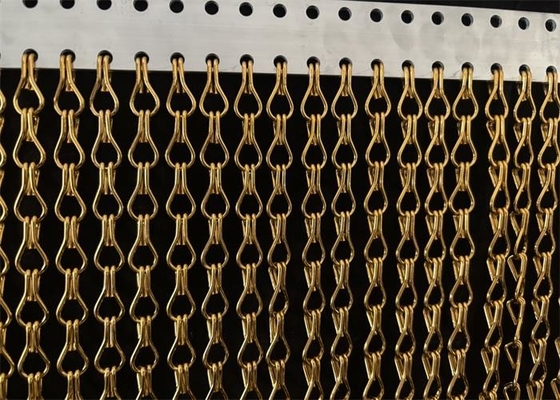 Aluminum Colorful Double Hook Chain Link Mesh Curtain / Decorative Metal Mesh Curtain Chain Drapery Fabric