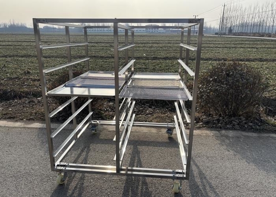 Customzied Size Stainless Steel 304 316 Tray Rack Trolley With Matching Tray For Baking And Drying