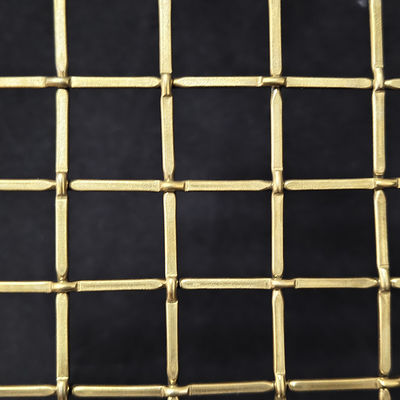 Antique Brass Decoration Glossy Woven Architectural Decorative Brass Wire Mesh Grill For Wall Cladding Screen