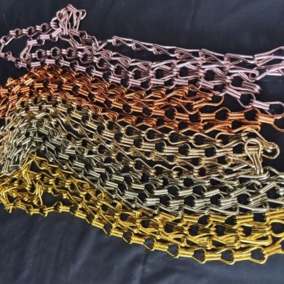 Customized Aluminum Double Hook Decorative Chain Link Curtain / Fly Screen For Ceiling Decoration Chain In Hall