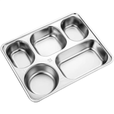 Good price Indonesian Stainless Steel 304 Food Grade Metal Dinner Plate 6cm Lid Compartment for Student Canteen and Children Meal Time online