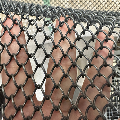 Graphite black  Aluminium Chain Link Wire Mesh coil Curtain ceiling  for Hotel or restaurant interior  architectural decoration
