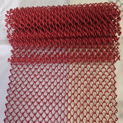 Red Decorative Aluminium Metal Mesh Chain Link coil Curtain Drapery Fabric exterior decorative screen for rood divider