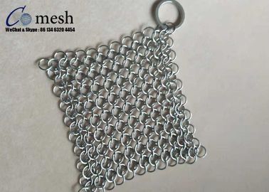 Good price 4X4 Inch Ring Mesh Stainless Steel Pot Scrubber For Kitchen Square Shape online