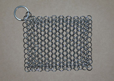 Good price Rectangular Chainmail Cast Iron Pan Scrubber Stainless Steel Wire Scrubber online
