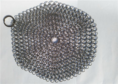 Good price 7 Inch Stainless Steel Chainmail Scrubber For Cookware Cleaning , Round Shape online