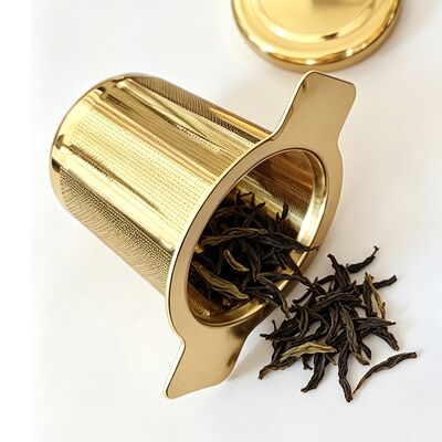 Good price Food Grade 304 Stainless Steel Loose Leaf Tea Infuser Strainer with Custom Logo Gold Color and Electrolytic Polishing online