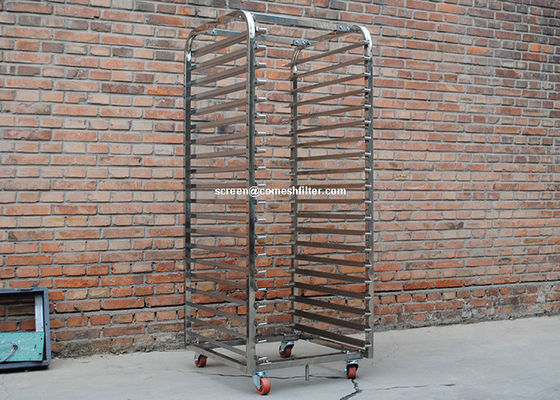 Good price 201 Grade FDA 1.5mm Stainless Steel Rack Trolley For Rotary Oven online